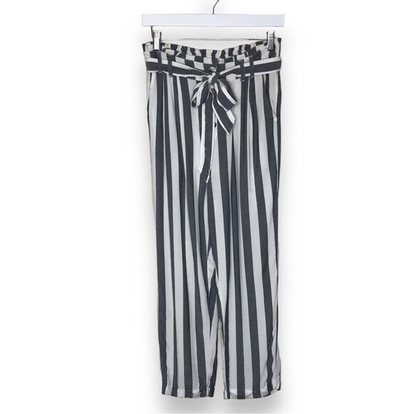 Urban Outfitters Pants - American Eagle Paper Bag Elastic Waist Gray White Stripe Cuff Pants Women Medium